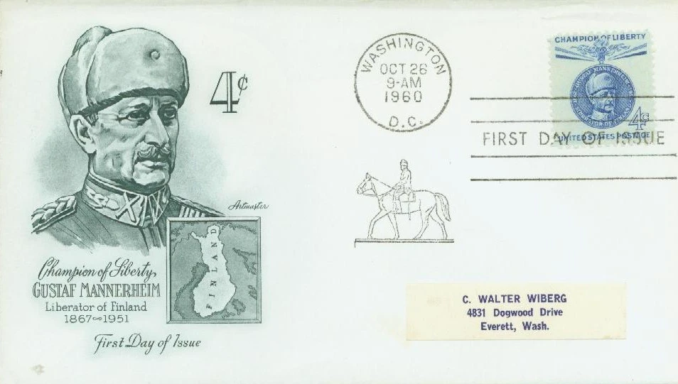 m4638 1917年 クリスチャンエンデヴァー ニューヨークアンティークバッジ 1165 - 1960 4c Champions of Liberty: Gustaf Mannerheim - Mystic