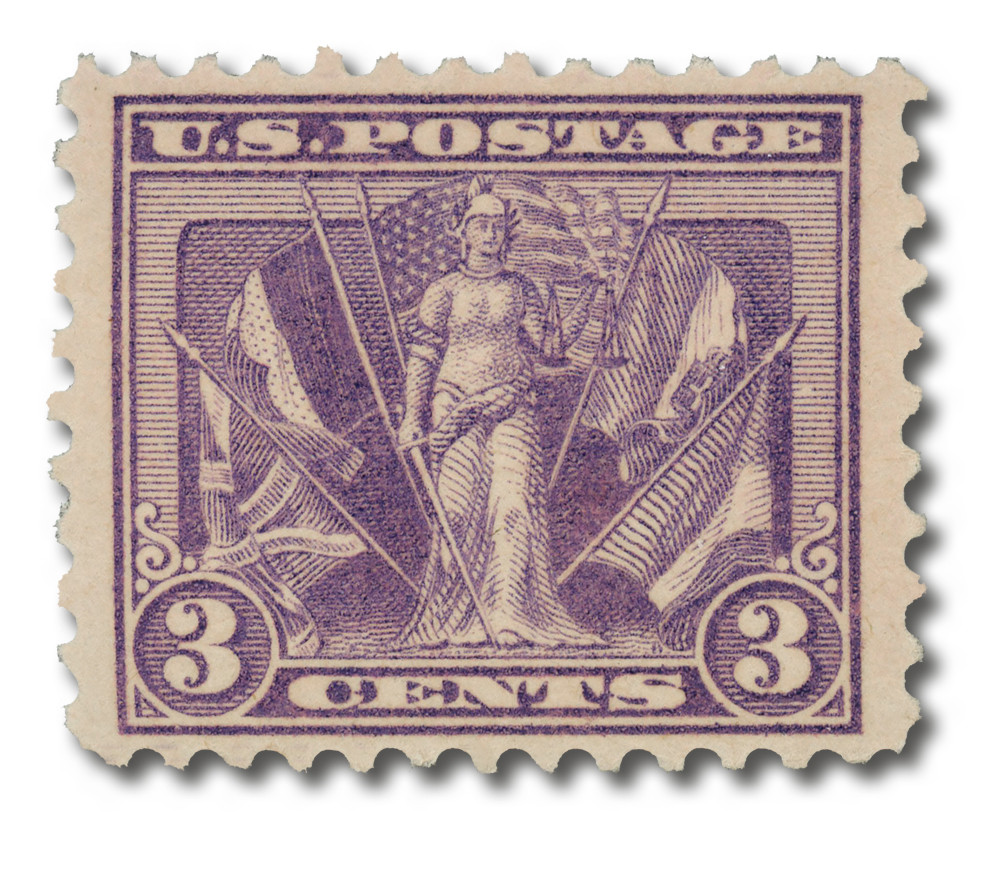 537 - 1919 3c Victory & Flags of Allies, Violet - Mystic Stamp Company