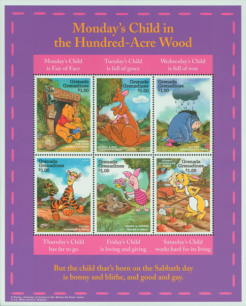 MDS352A - 1997 Disney's Winnie the Pooh, Mint, Sheet of 6 Stamps