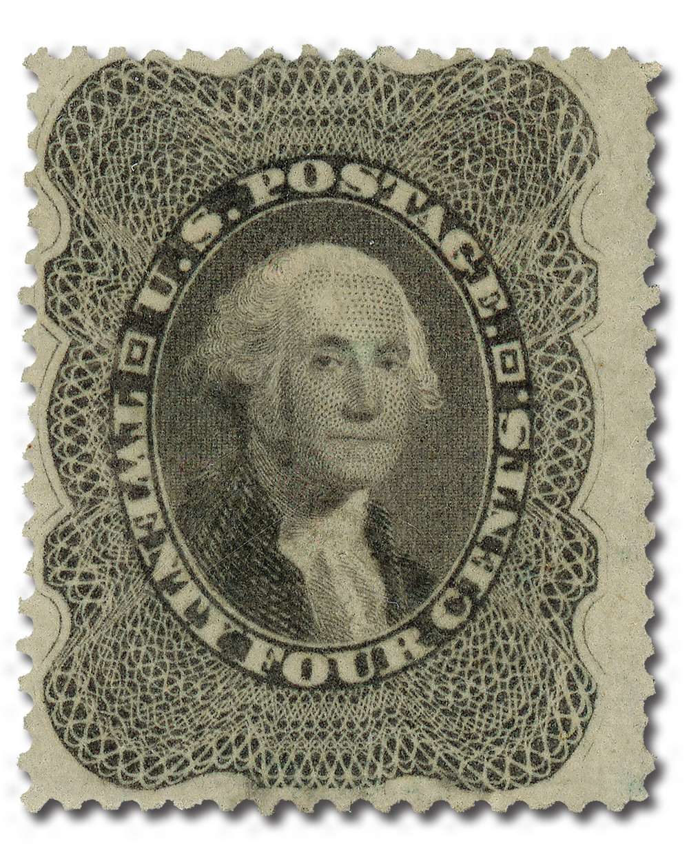 37 - 1860 24c Washington, Gray Lilac, Perf. 15.5 - Mystic Stamp