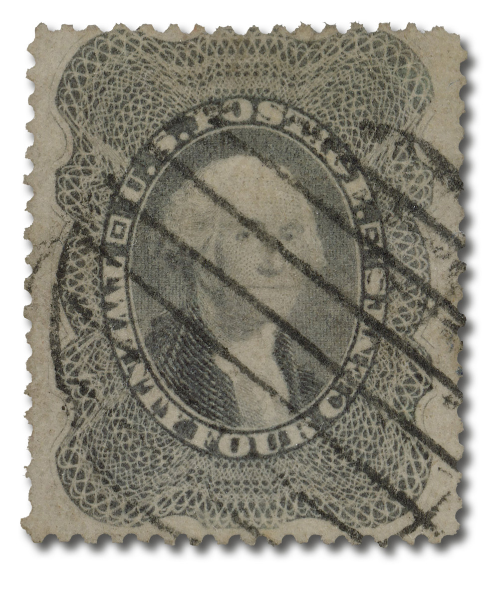 37 - 1860 24c Washington, Gray Lilac, Perf. 15.5 - Mystic Stamp