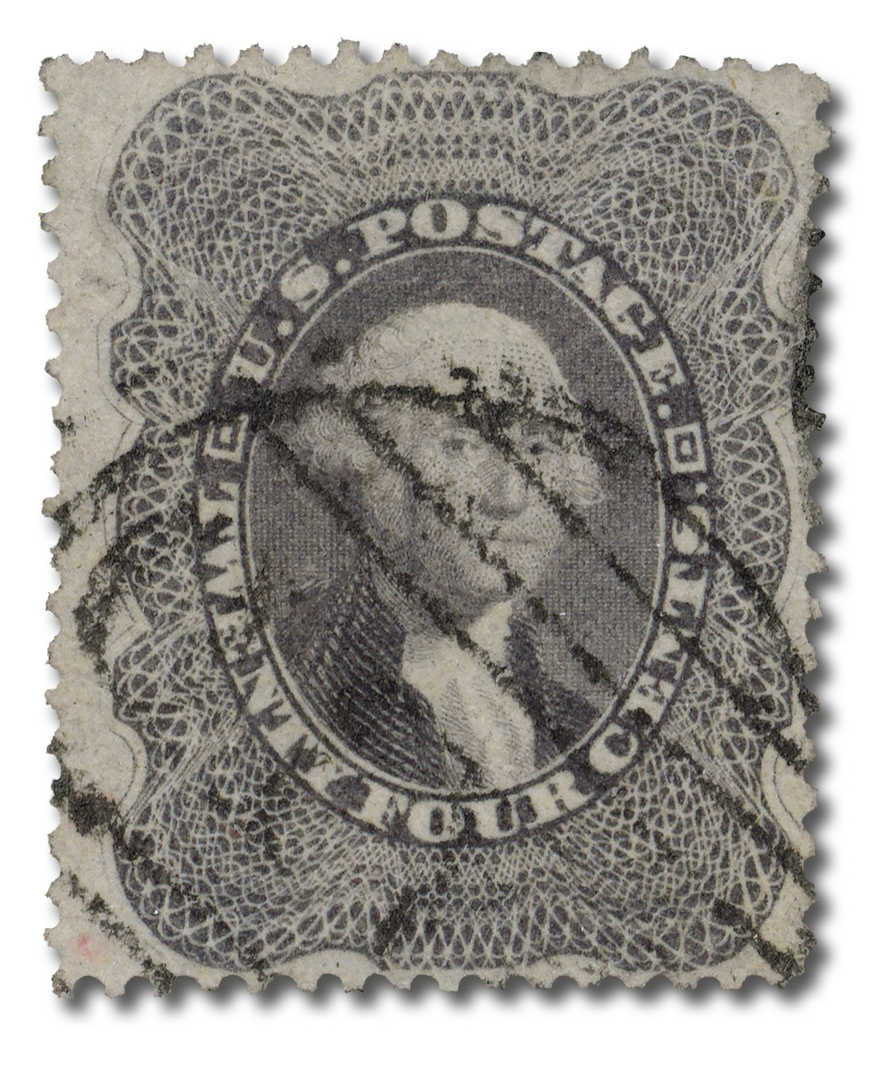 37 - 1860 24c Washington, Gray Lilac, Perf. 15.5 - Mystic Stamp