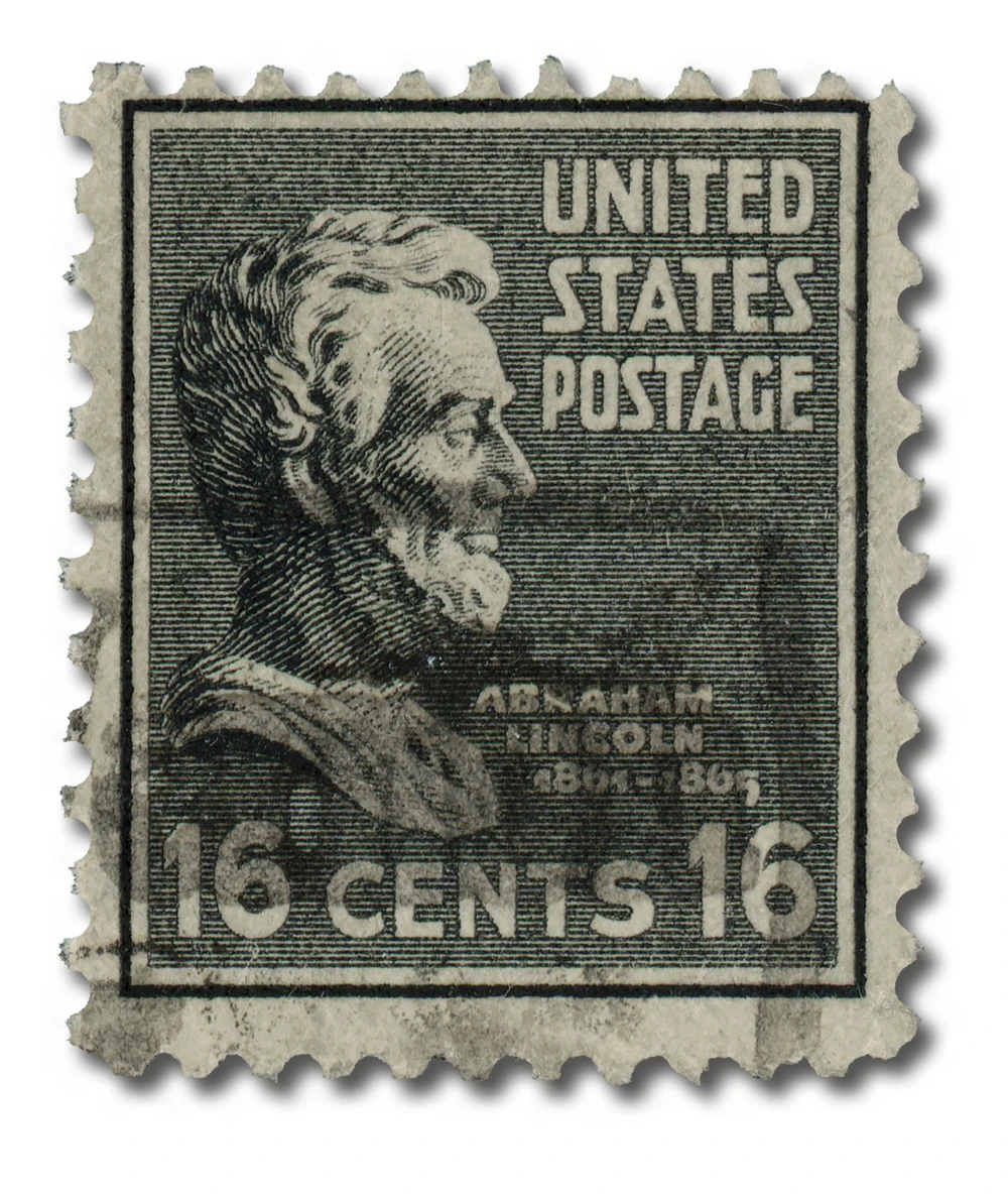 821 - 1938 16c Abraham Lincoln, Black - Mystic Stamp Company