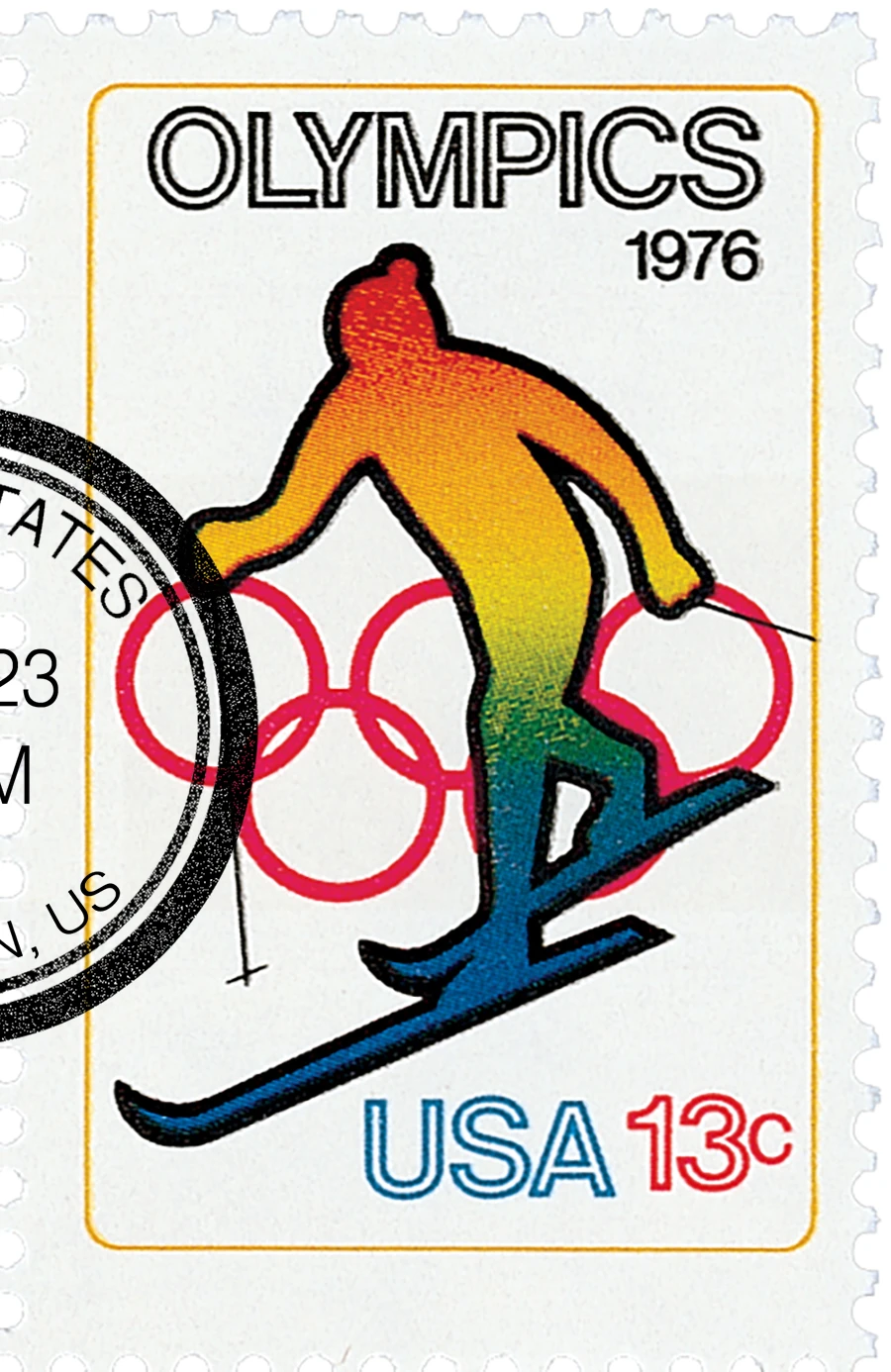 ディズニースタンプアート「Olympics」 1696 - 1976 13c Olympic Games: Skiing - Mystic Stamp Company