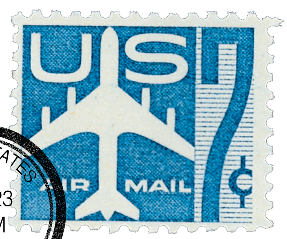 C51 - 1958 7c Airmail Jet blue - Mystic Stamp Company