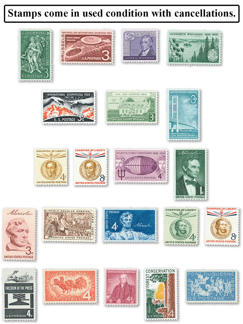 YS1958 - 1958 Commemorative Stamp Year Set - Mystic Stamp