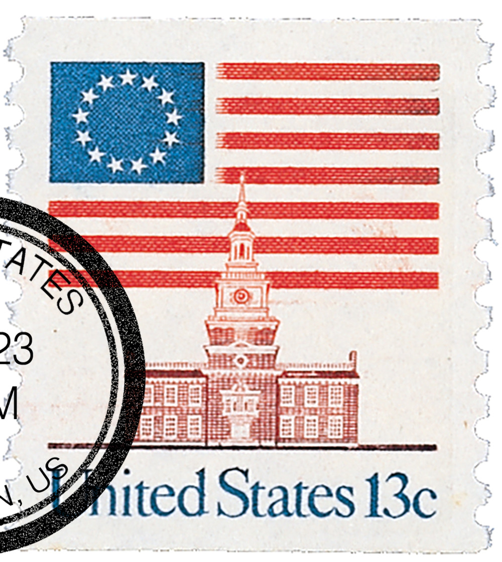 1625 - 1975 13c Flag Over Independence Hall, coil - Mystic