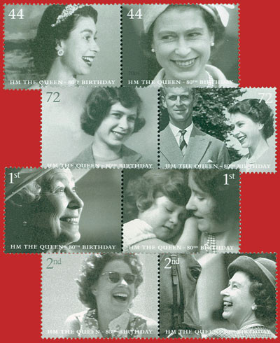 M9191 - 2006 Queen Elizabeth II 80th Birthday, 8 Mint Stamps