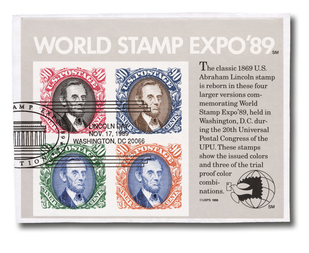 2433 - 1989 90c World Stamp Expo '89, Souvenir Sheet - Mystic
