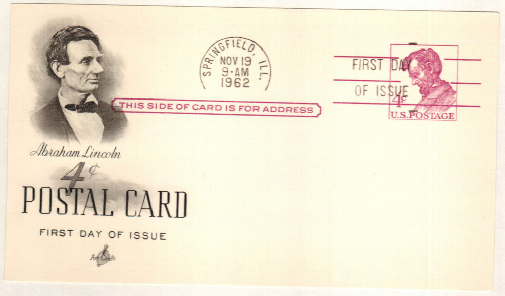 UX48 - 1962 4c Postal Card - Lincoln - Mystic Stamp Company