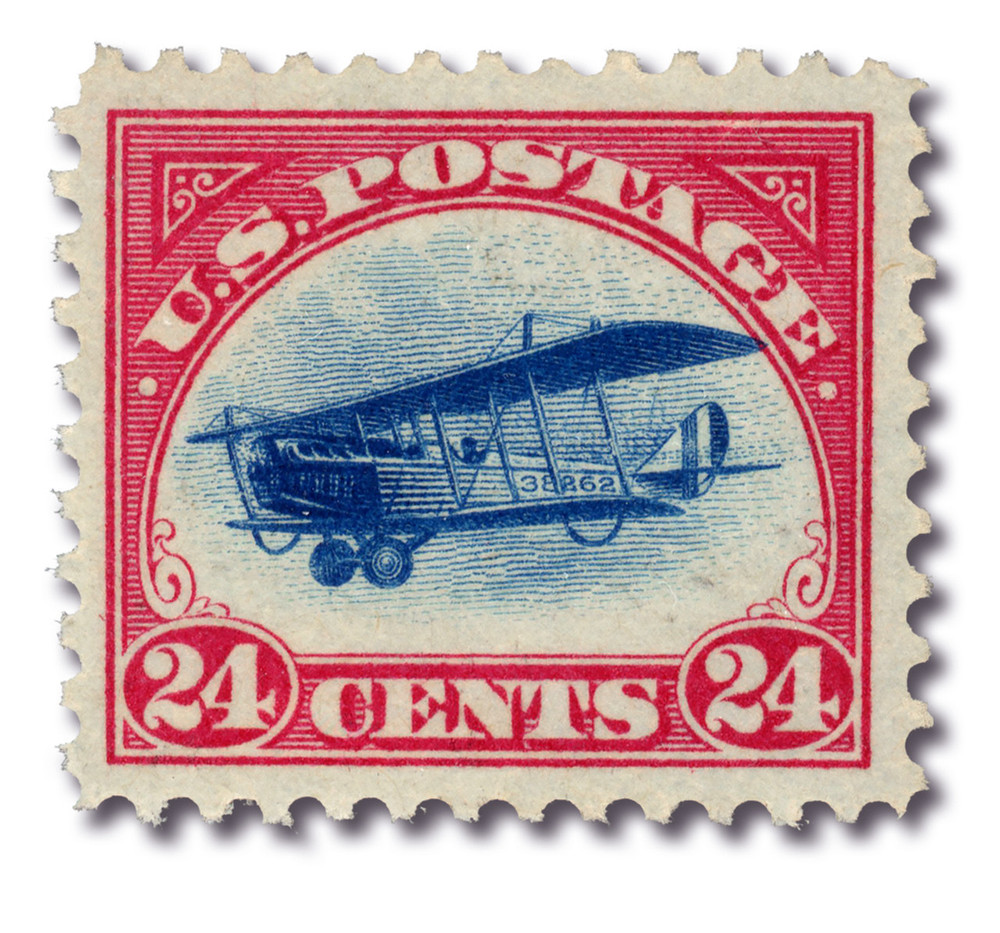 C3 - 1918 24c Curtiss Jenny, Carmine Rose & Blue - Mystic Stamp