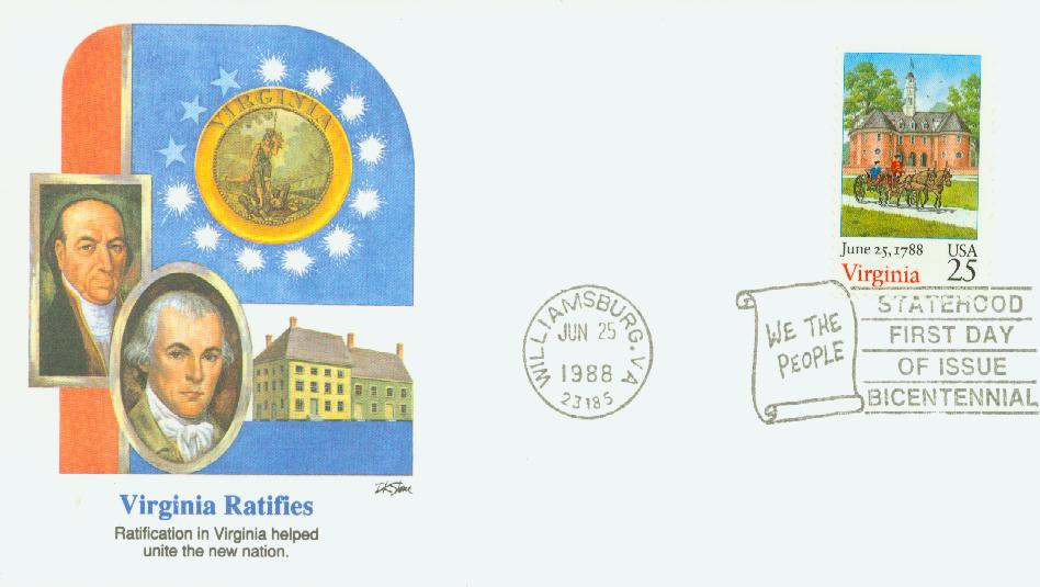 2345 - 1988 25c Bicentenary Statehood: Virginia - Mystic Stamp Company