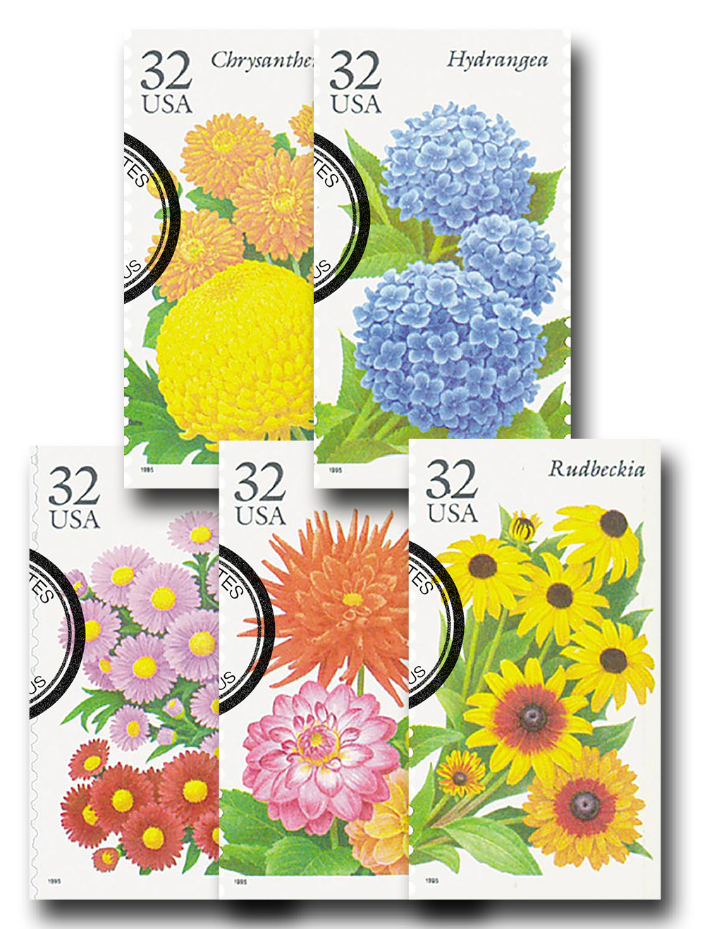 2993-97 - 1995 32c Fall Garden Flowers - Mystic Stamp Company