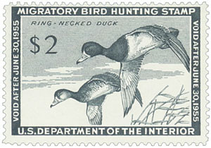 RW21 - 1954 $2.00 Federal Duck Stamp - Ring-Necked Ducks - Mystic