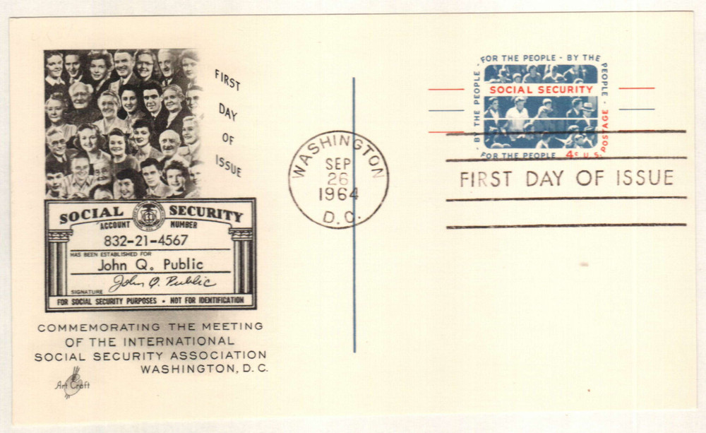UX51 - 1964 4c Postal Card - Social Security - Mystic Stamp Company