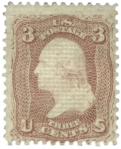 85 - 1867 3c Washington, Rose, D Grill, Perf. 12 - Mystic Stamp