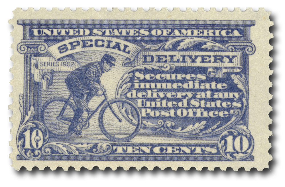 E11 - 1917 10c Special Delivery, Messenger on Bicycle, Ultramarine