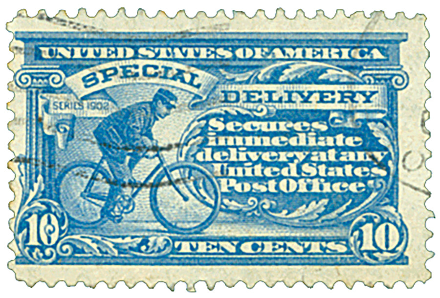 E11 - 1917 10c Special Delivery, Messenger on Bicycle, Ultramarine