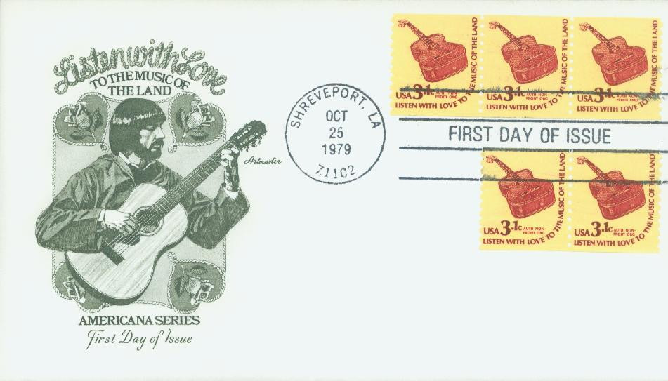 1613 - 1979 3.1c Americana Series: Guitar - Mystic Stamp Company