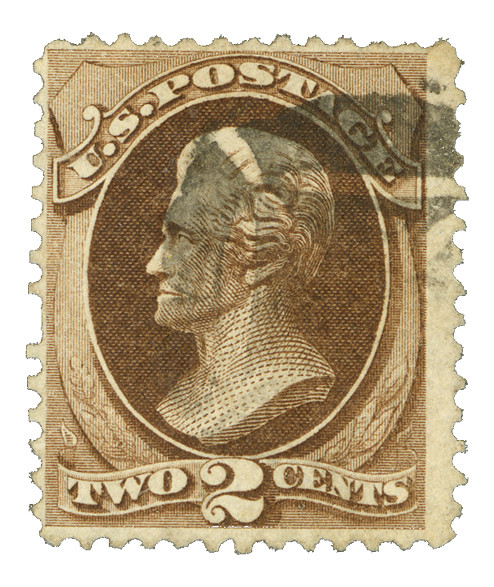 157c - 1873 2c Andrew Jackson, Brown, Secret Mark, Hard Paper, H