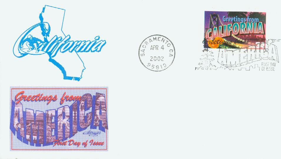 3565 - 2002 34c Greetings From America: California - Mystic Stamp