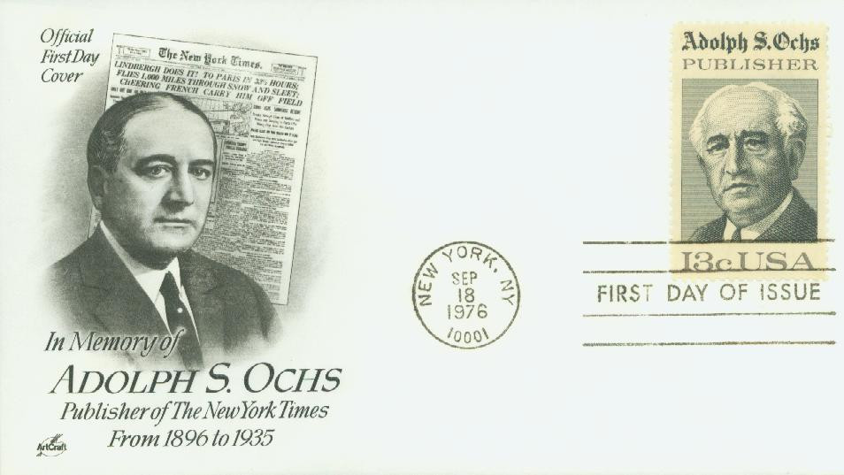 1700 - 1976 13c Adolph S. Ochs - Mystic Stamp Company
