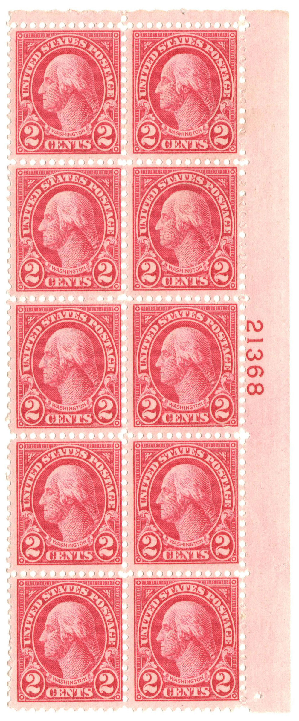634EE - 1926 2c Washington, Carmine, Type I, Perf. 11x10.5