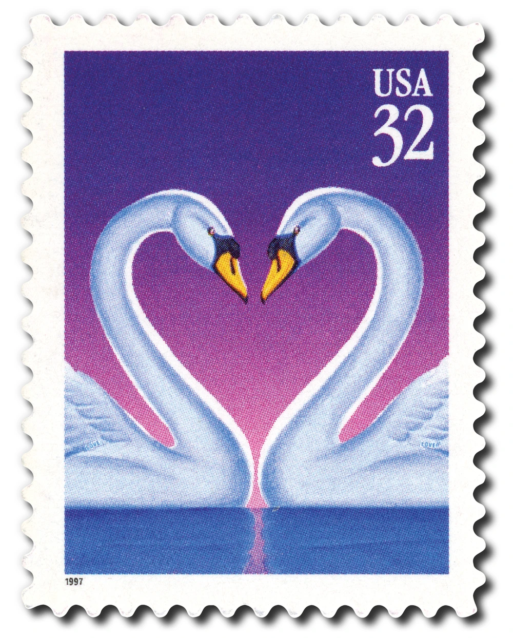 3123 - 1997 32c Love Series: Swans - Mystic Stamp Company