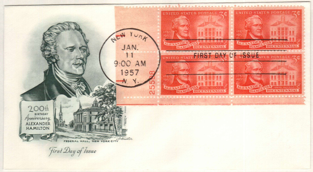 1086 - 1957 3c Alexander Hamilton - Mystic Stamp Company