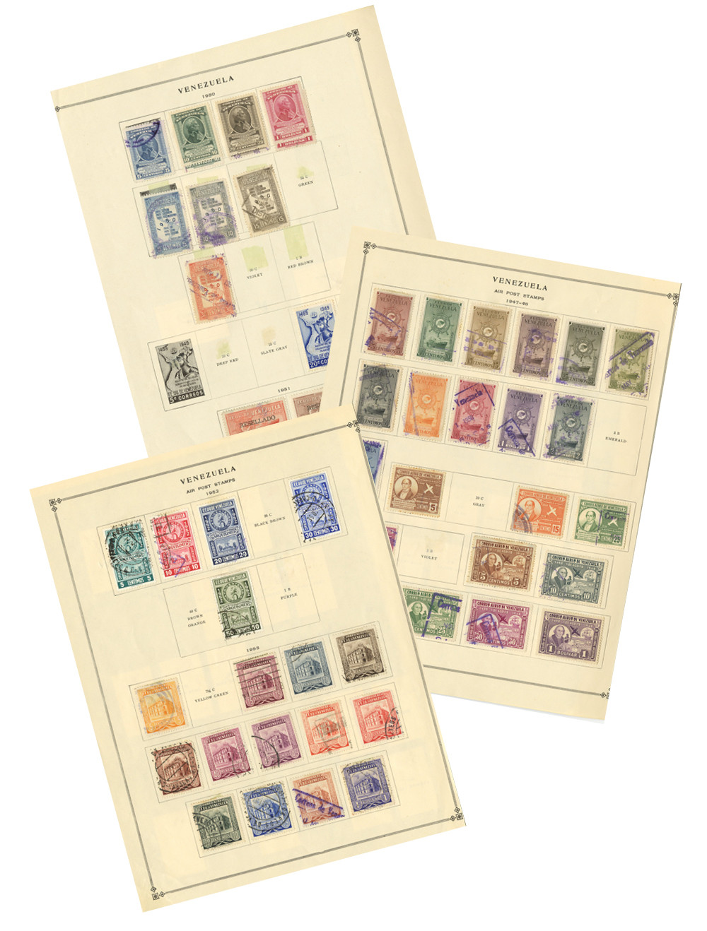 Venezuela 1950-1954 Definitive and Airmail Stamp Collection