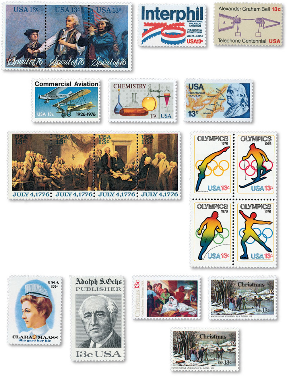 YS1976 - 1976 Commemorative Stamp Year Set - Mystic Stamp