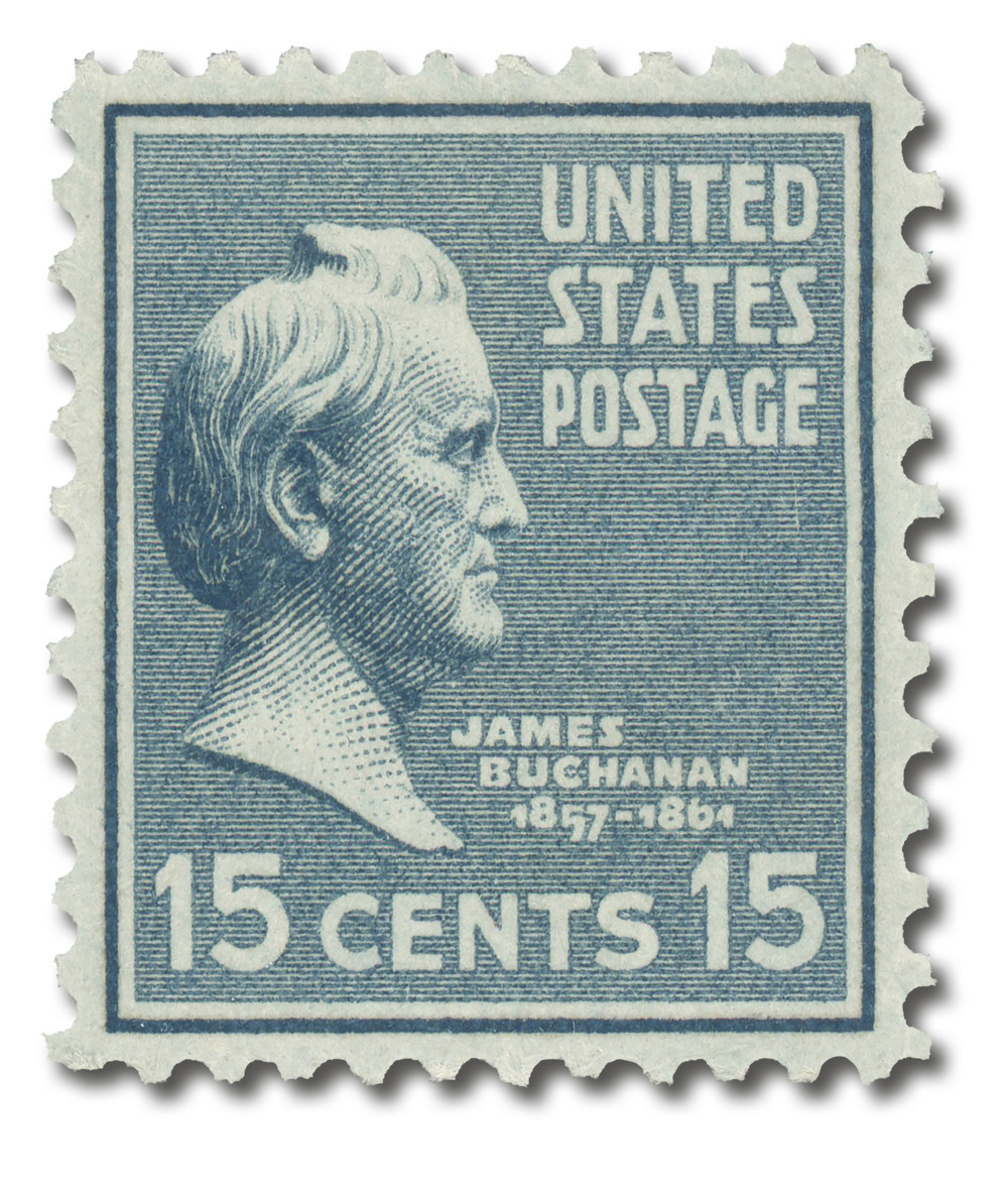  15 Cents 820 - 1938 15c James Buchanan, Blue Gray - Mystic Stamp Company