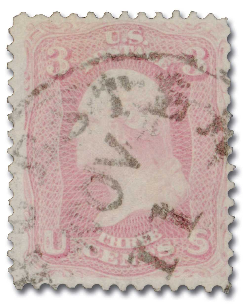 64 - 1861 3c Washington, Pink, Perf. 12 - Mystic Stamp Company