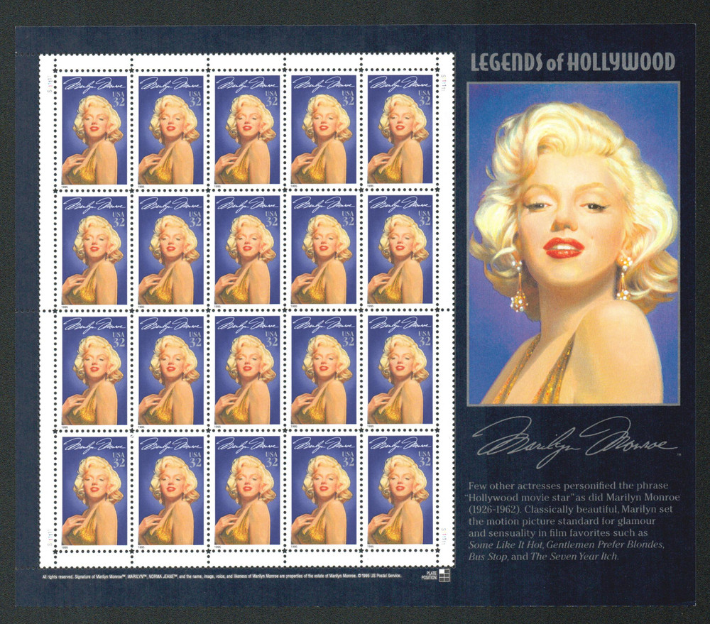 2967 - 1995 32c Legends of Hollywood: Marilyn Monroe - Mystic