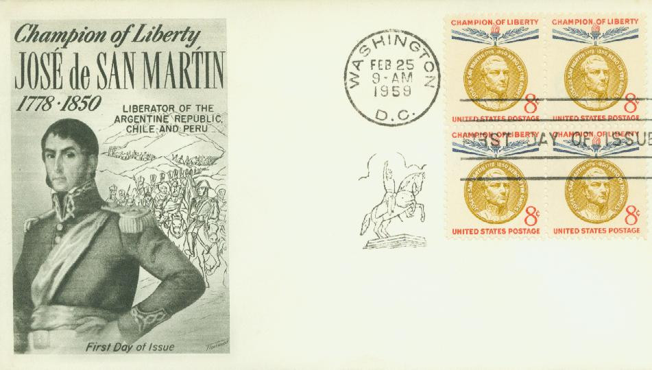1126 - 1959 8c Champions of Liberty: Jose de San Martin - Mystic