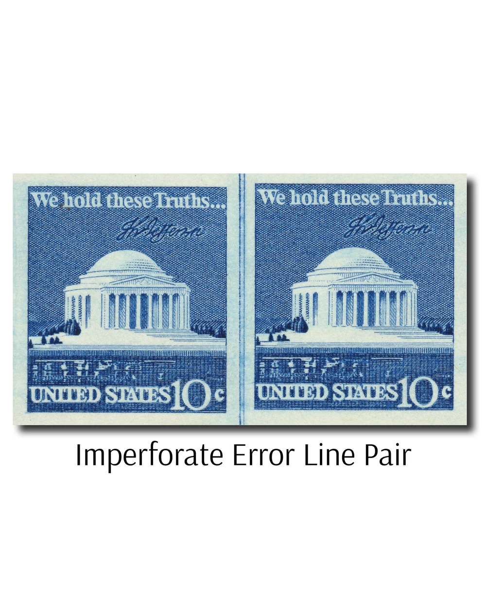 1520b - 1973 10c Jefferson Memorial, Imperf. Error - Mystic Stamp