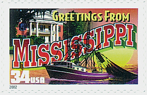 3584 - 2002 34c Greetings From America: Mississippi - Mystic Stamp