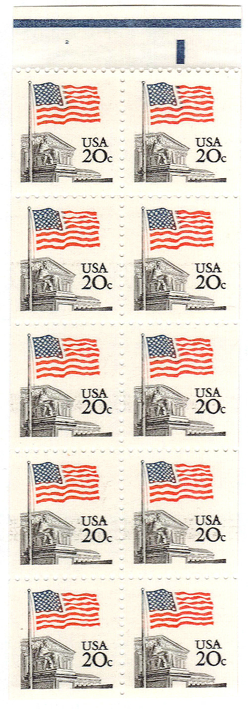 1896b - 1981 20c Flag over Supreme Court, Booklet Pane of 10