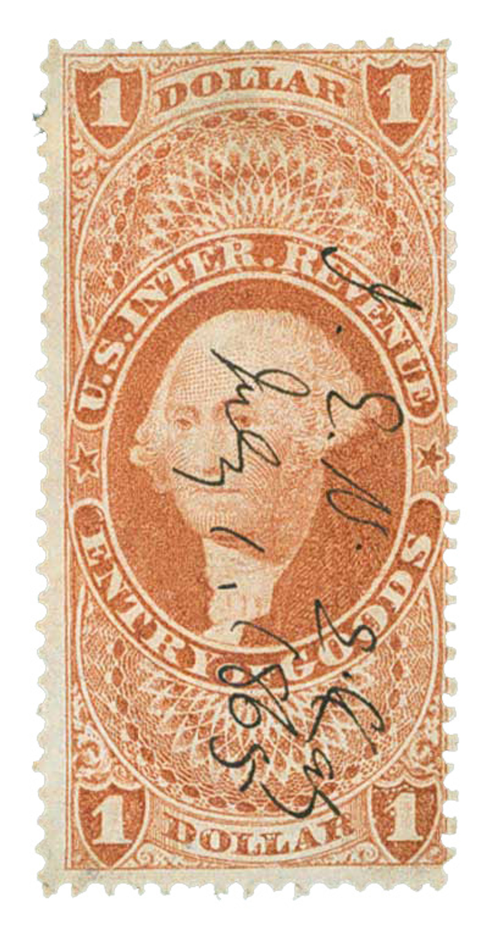 R67 - 1862-71 $1 US Internal Revenue Stamp - Entry of Goods