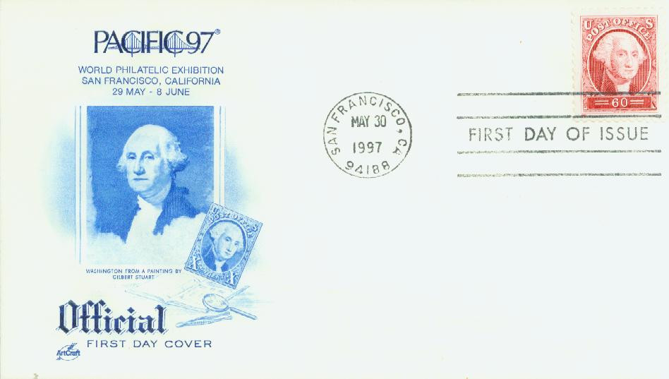 3140a - 1997 60c Pacific '97: George Washington, Single from Pane