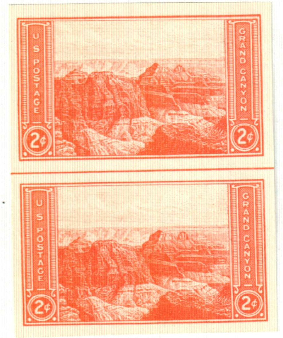 757 - 1935 2c Grand Canyon, Arizona, Red, Imperf. - Mystic Stamp