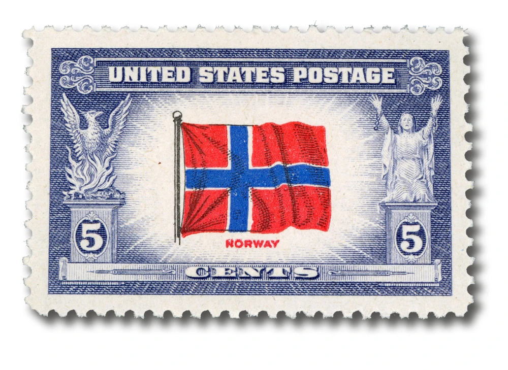 911 - 1943 5c Overrun Countries: Flag of Norway - Mystic Stamp Company