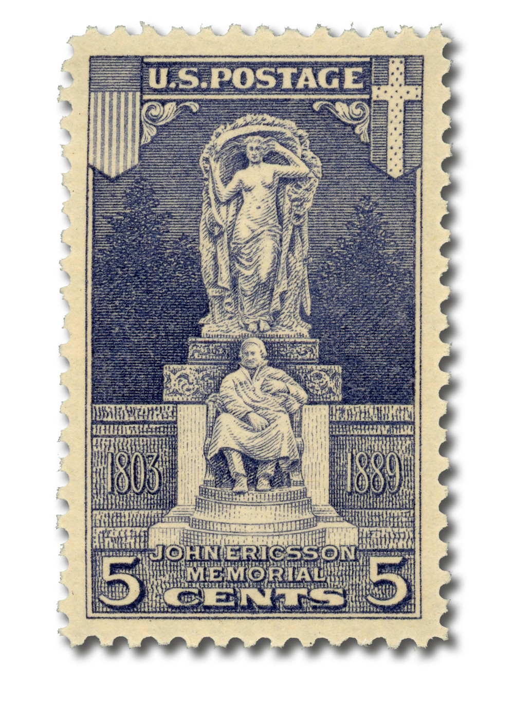 628 - 1926 5c John Ericsson Memorial Statue, Gray Lilac - Mystic