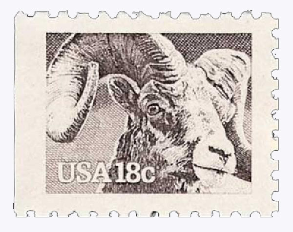 1880 - 1981 18c Wildlife of America: Bighorn Sheep - Mystic Stamp