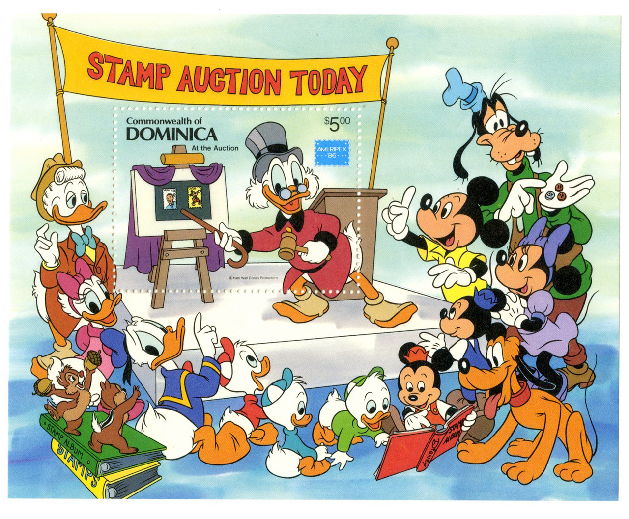 MDS258B - 1986 Disney Friends At AMERIPEX Stamp Show, Mint