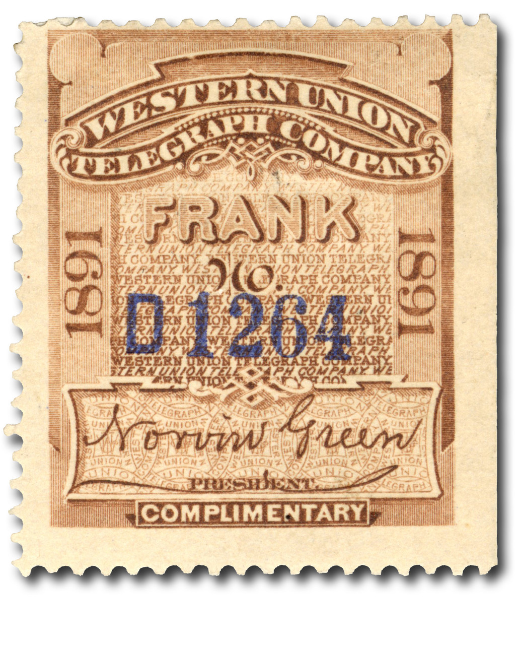 16T21 - 1891 Western Union Telegraph Company, Brown, Norvin Green