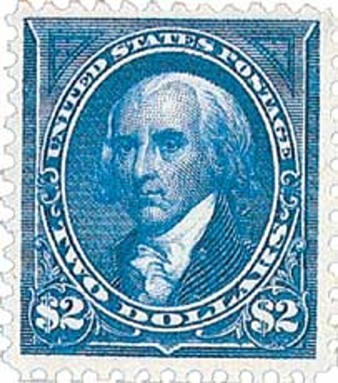 262 - 1894 $2 James Madison, Bright Blue, Unwatermarked