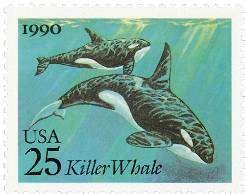 2508 - 1990 25c Sea Creatures: Killer Whales - Mystic Stamp Company
