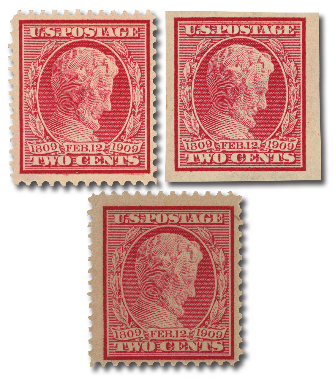 367-69 - 1909 Abraham Lincoln Memorial Issues, Complete Set of 3  display picture 1