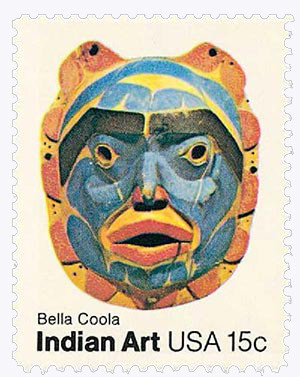 1837 - 1980 15c Pacific Northwest Indian Masks: Bella Coola Tribe
